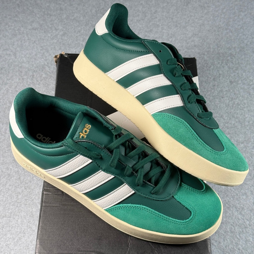 Adidas Barreda‎ Dark Green White Men's 12 Retro Leather Suede Sneakers NIB